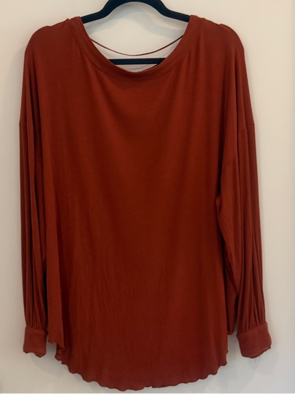 Free People Twist Back Ribbed Long Sleeve Top in Burnt Orange | Size Small